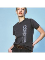 韓國PRENDA - SMUDGED LOGO TEE CHARCOAL